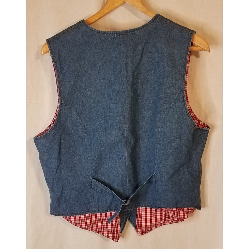 Christmas Karen Scott Vest Womens Med Blue Tree Star Snowman Ugly Vtg 90's - Picture 4 of 4